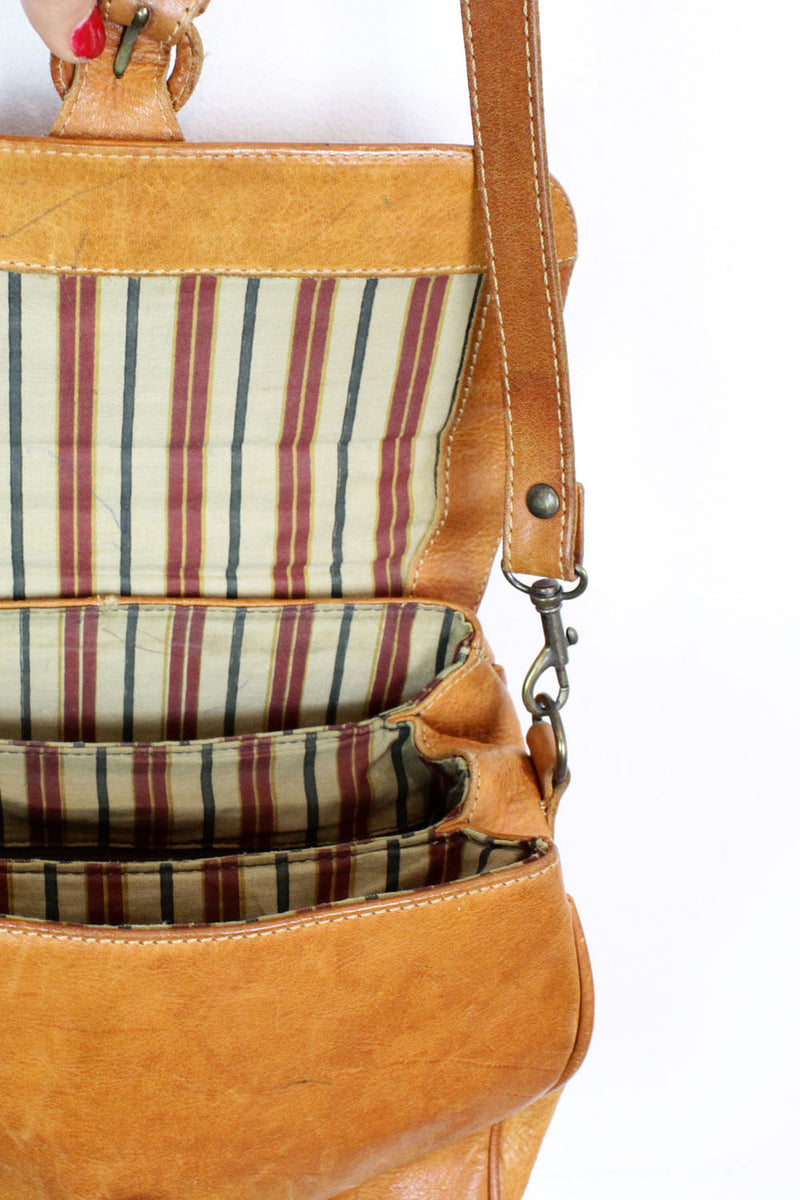 Chestnut Leather Accordion Bag