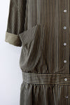 Nicole Miller Striped Raw Silk Shirtdress M