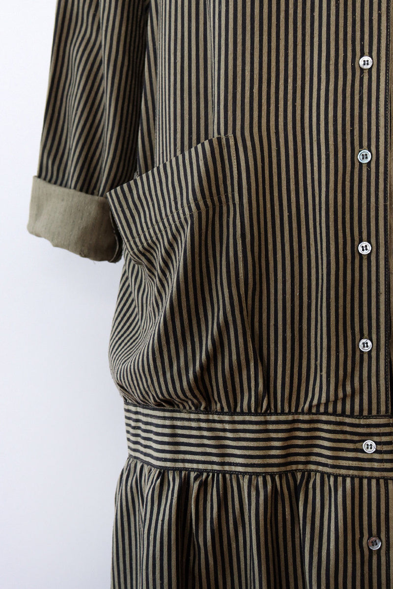 Nicole Miller Striped Raw Silk Shirtdress M