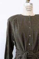 Nicole Miller Striped Raw Silk Shirtdress M