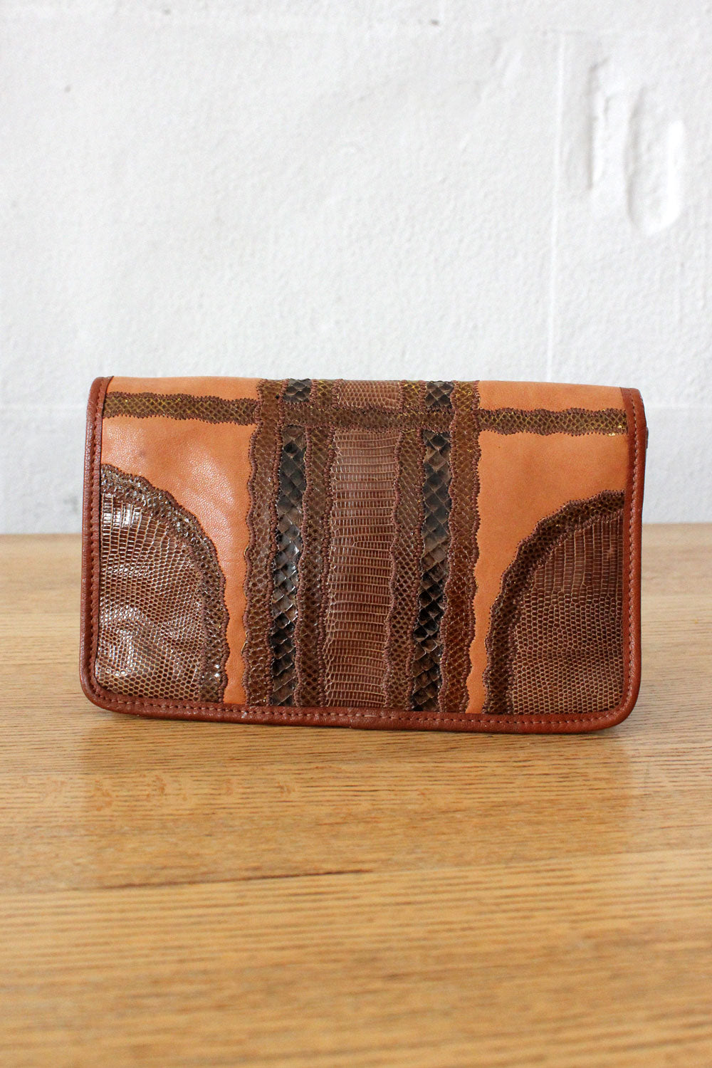 Falchi Snakeskin Collage Clutch