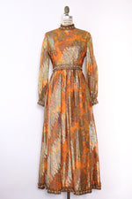 Oscar de la Renta 1960s Metallic Maxi Dress M