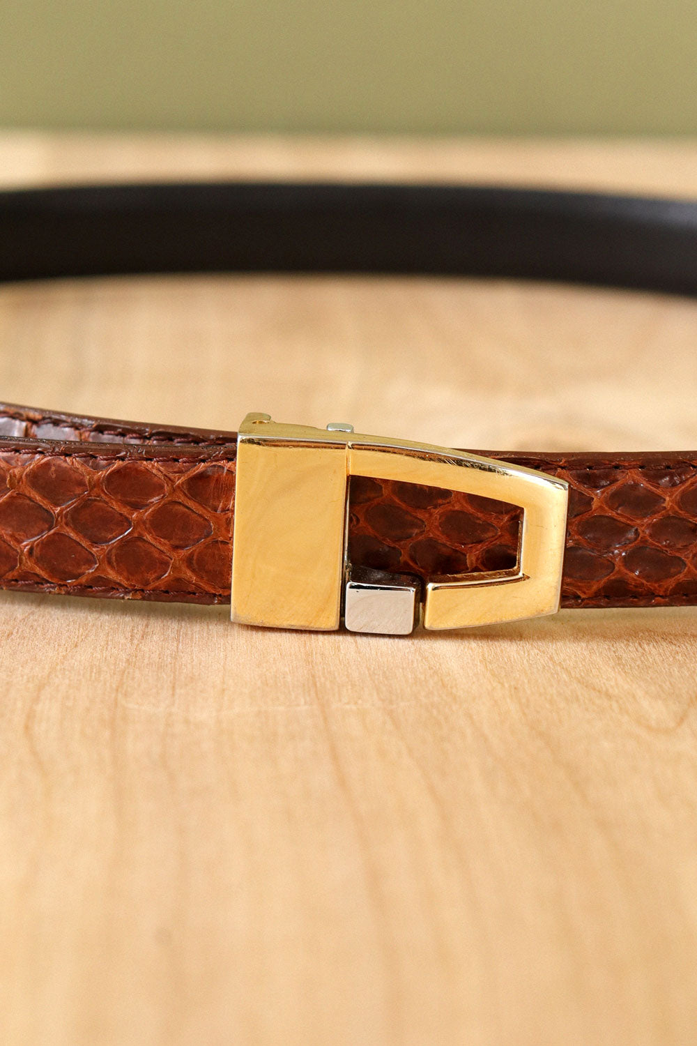 Russet Snakeskin Skinny Belt