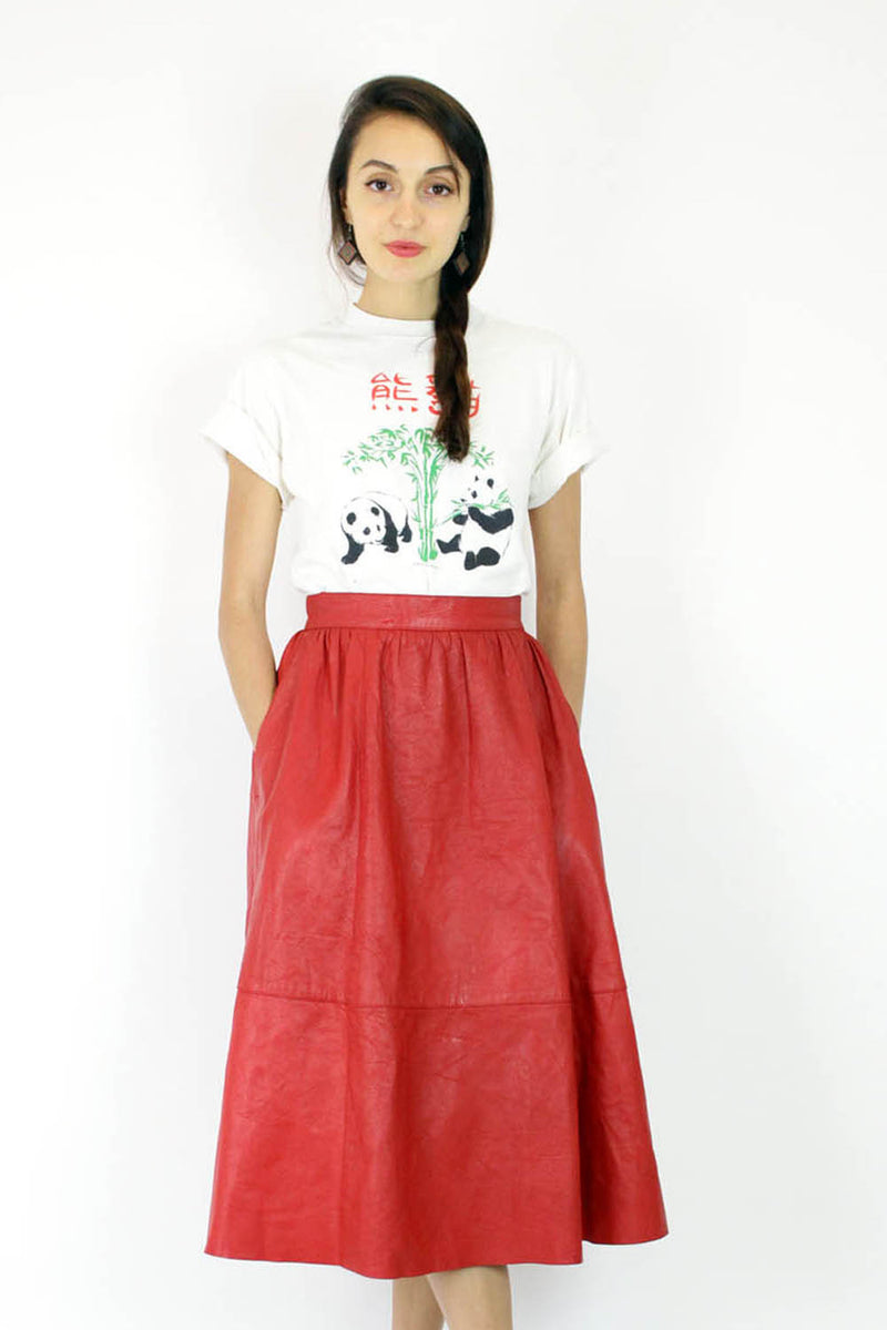 Scarlet Red Leather Skirt S/M