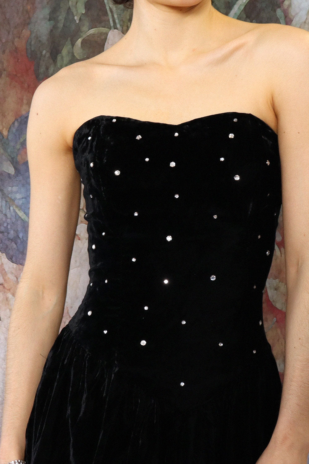 Velvet Rhinestone Bustier Dress XS/S