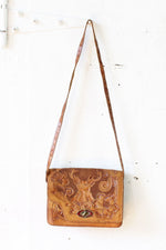 Elk Head Tooled Leather Satchel