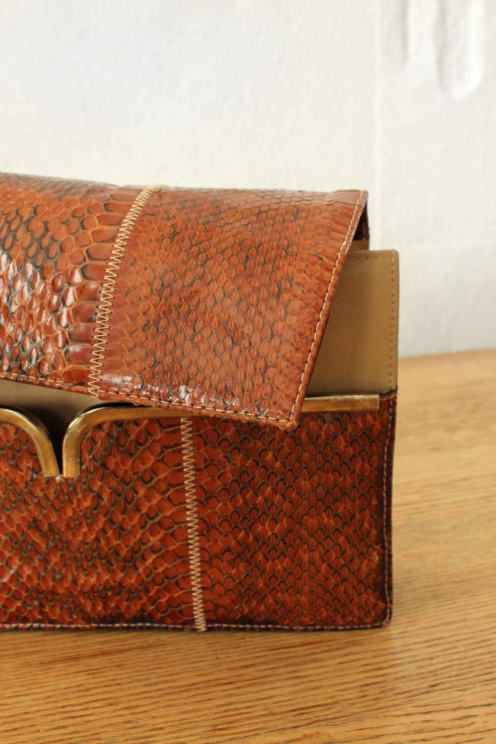 Amber Snakeskin Clutch