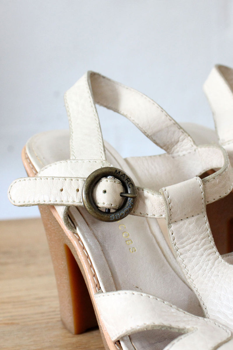 Marc Jacobs Ivory Leather Crepe Heels 8