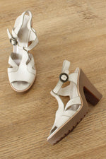 Marc Jacobs Ivory Leather Crepe Heels 8