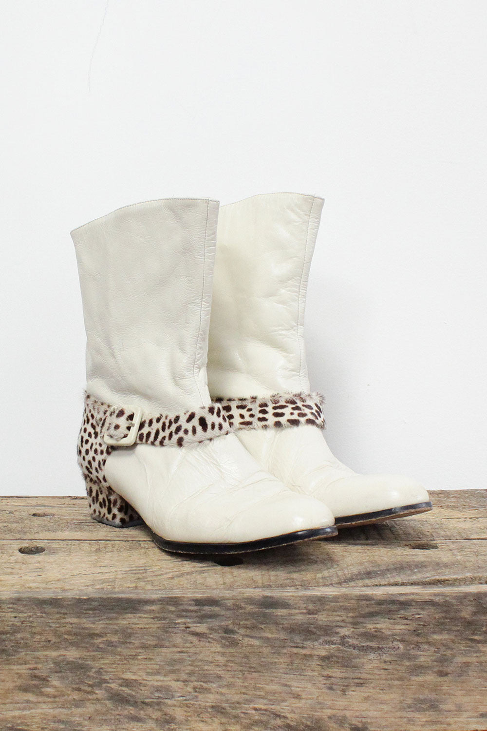 White Leopard Mod Boots 8