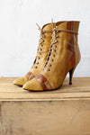 Patchwork Lace-up Granny Boots 8 1/2