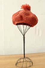 Coral Pom Pom Beret