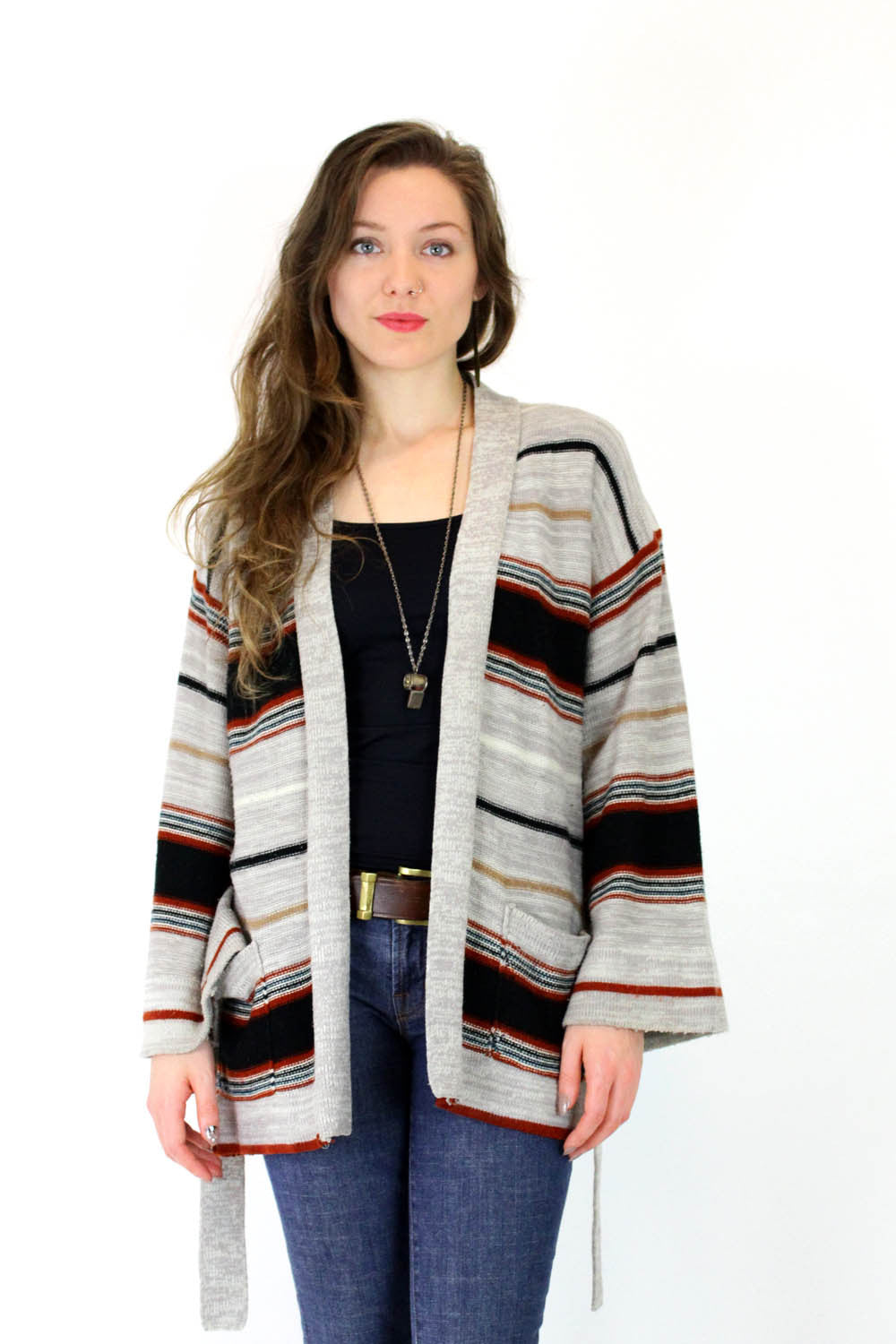 Sale / 70s Striped Blanket Cardigan – OMNIA