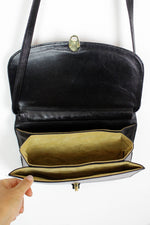 Black Leather Accordion Bag