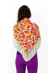 Kitschy Floral Fringe Shawl