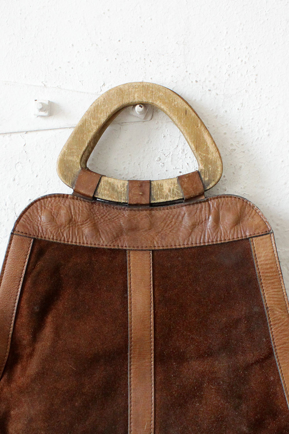 Wood Handle Suede Tote