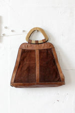 Wood Handle Suede Tote