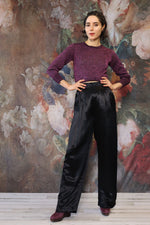 Mondi Black Satin Wide Leg Pants S