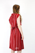 70s Maroon Chevron Dress M/L