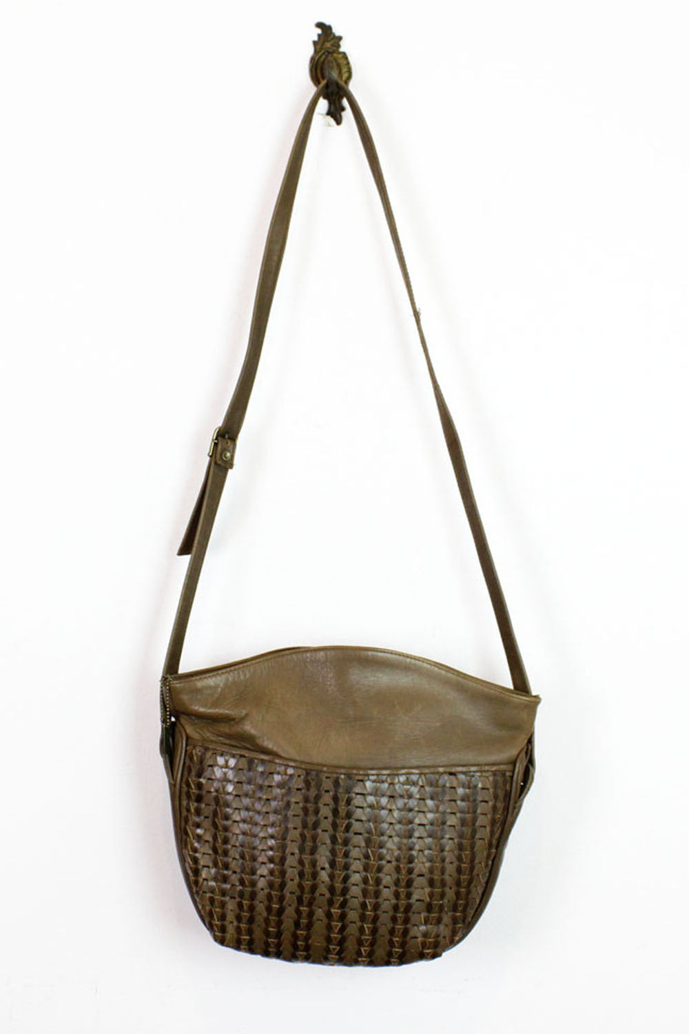 olive woven satchel