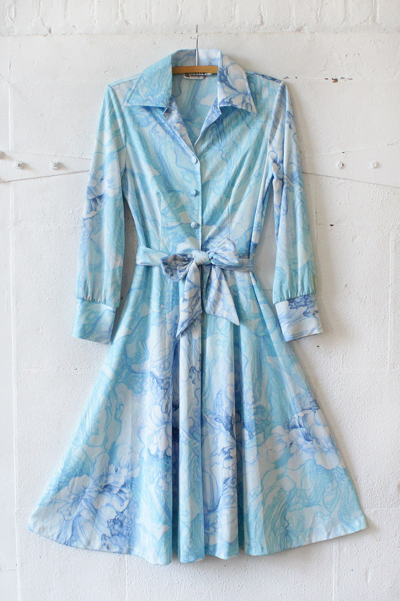 70s Lanvin Watercolor Dress M