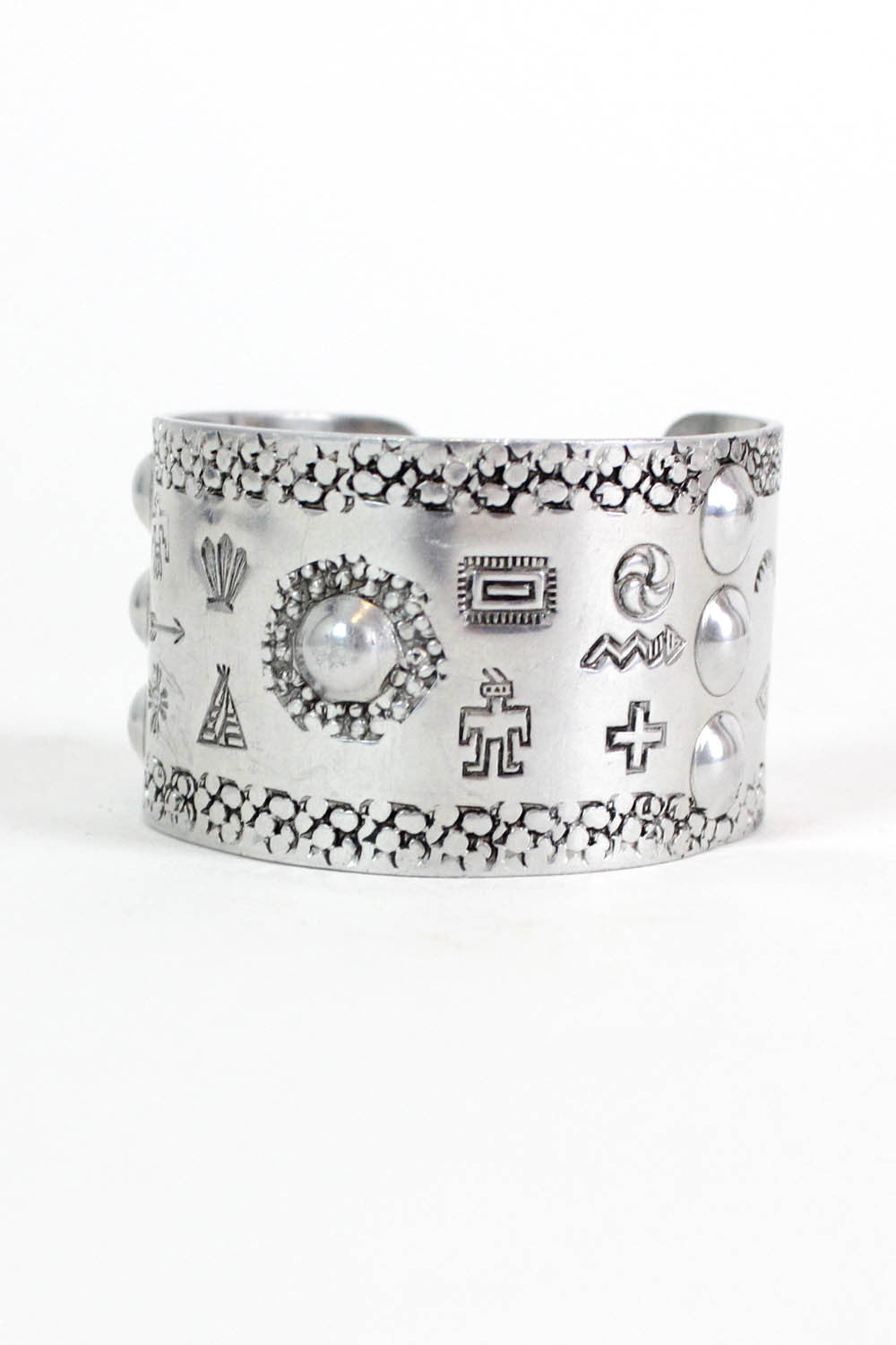 silver symbology tribal cuff