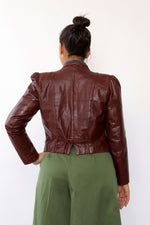 Merlot Leather Crop Jacket M