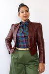 Merlot Leather Crop Jacket M