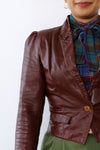 Merlot Leather Crop Jacket M