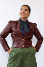 Merlot Leather Crop Jacket M