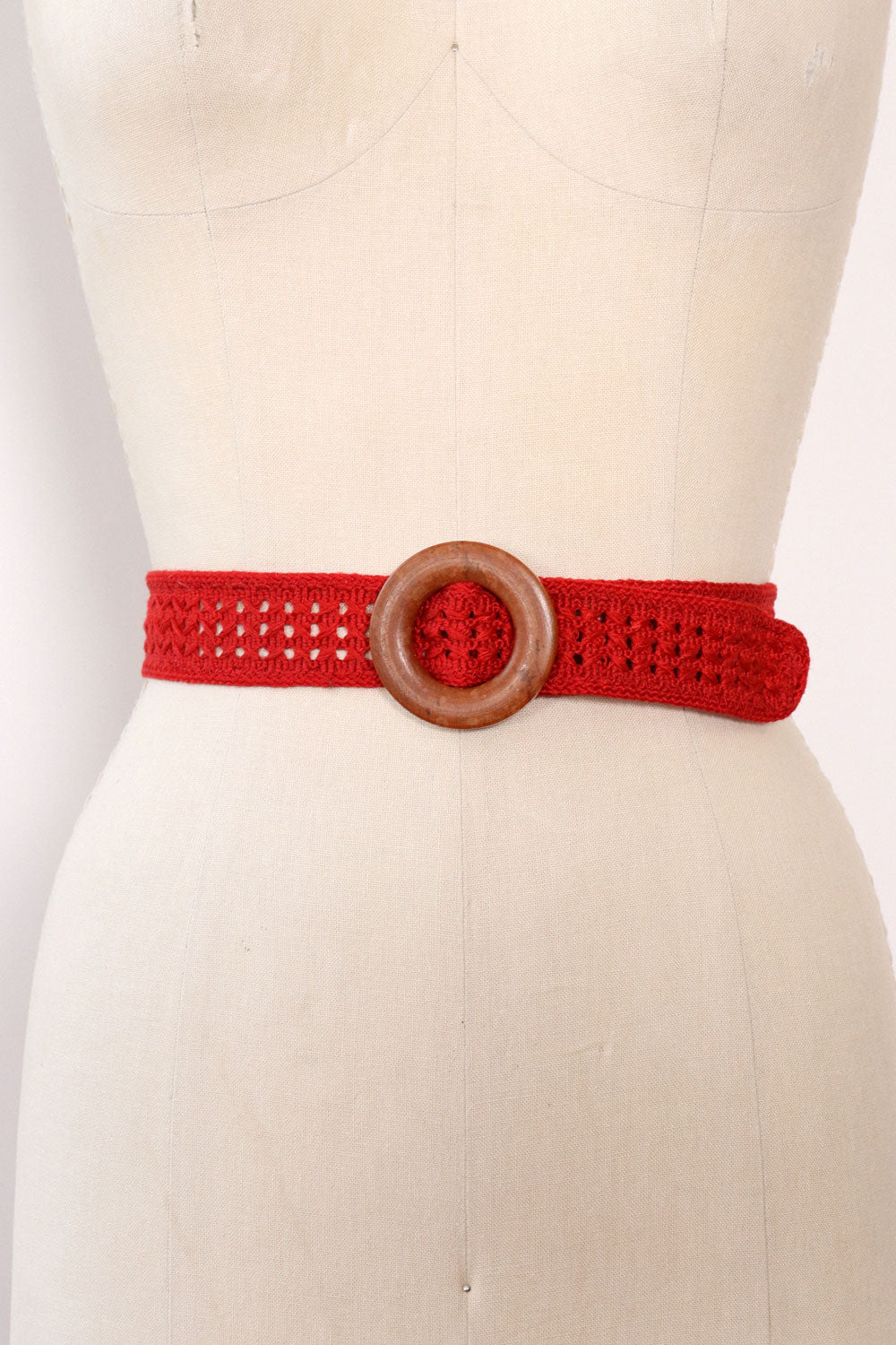 Ruby Crochet Wood Buckle Belt