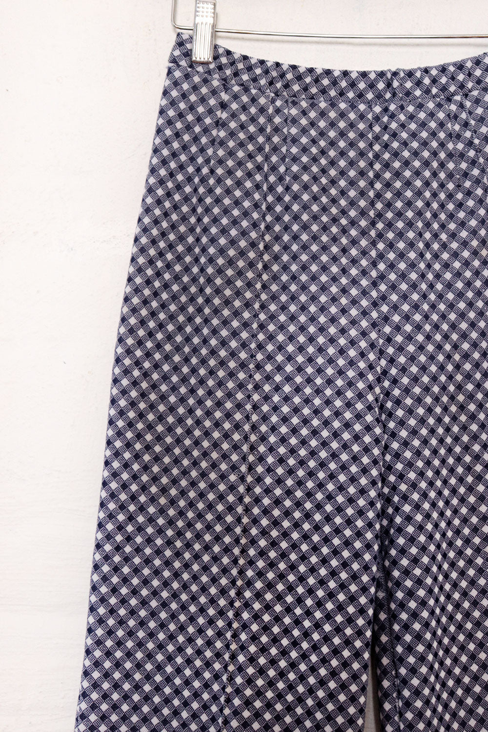 Blue Checkered Knit Flares M