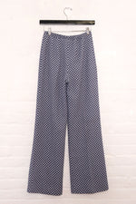 Blue Checkered Knit Flares M