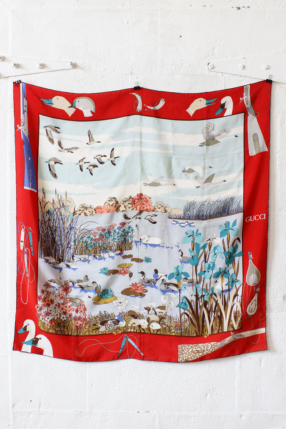 Gucci Lakeside Duck Hunt Silk Scarf