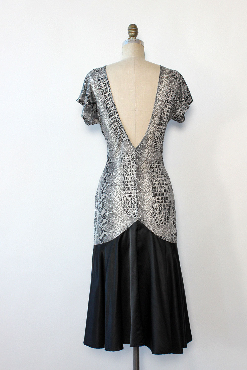 Silver Snakeskin Fishtail Dress M