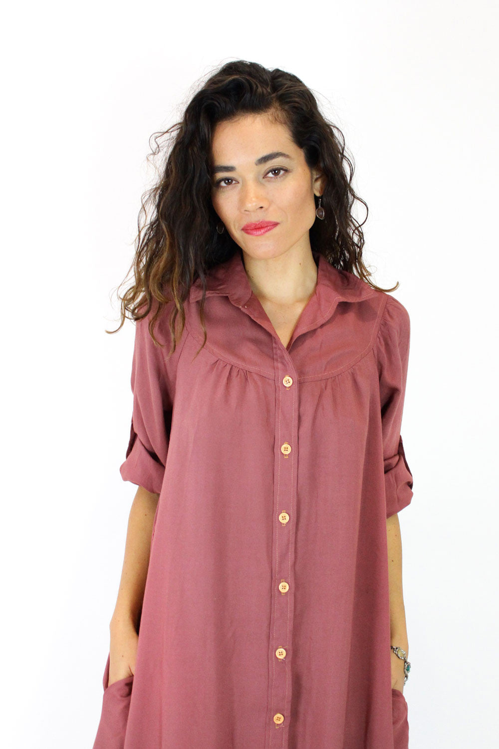 Raspberry Shirtdress w/ Pockets