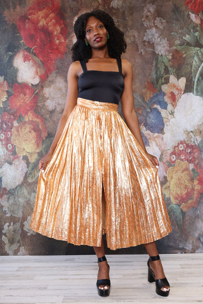 Gold pleated 2025 skirt 9mm