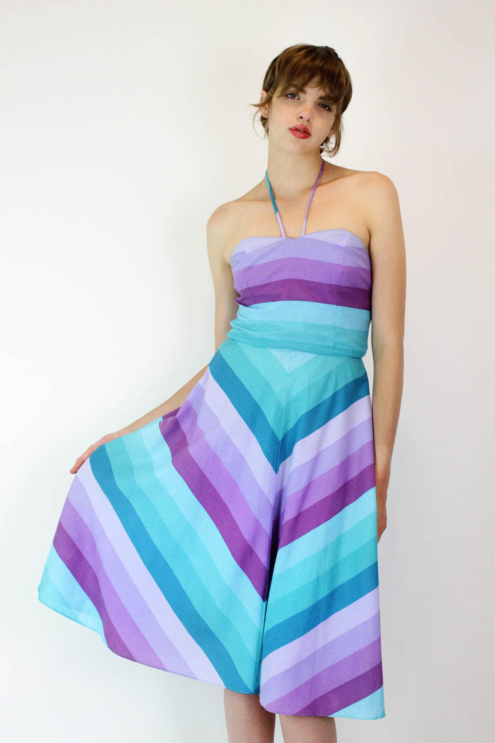 70s Ombre Striped Sundress M