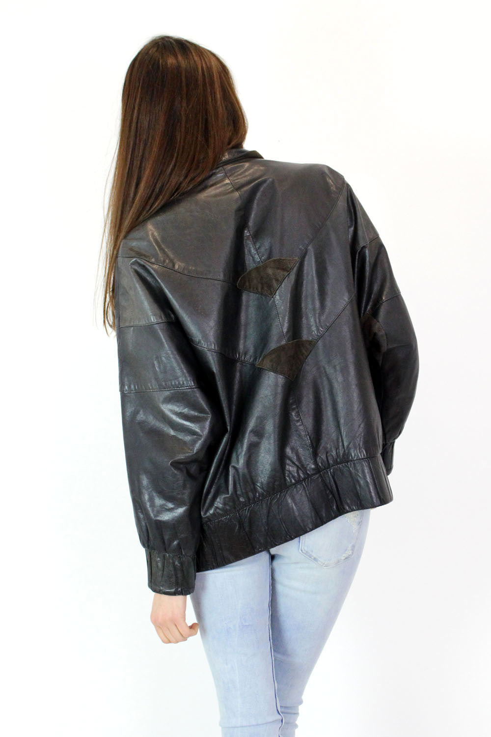 Draped Leather Jacket M