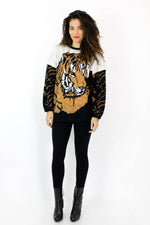 80s Lurking Tiger Slouchy Sweater