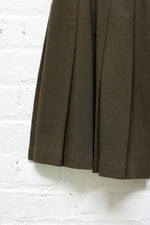 Olive Pleated Skirt M