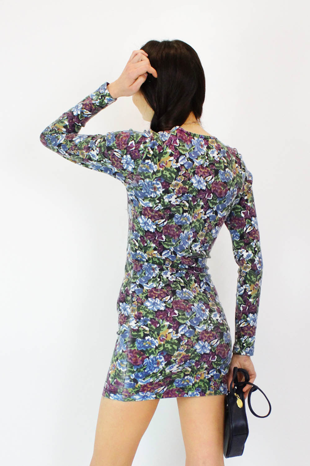 90s Floral Bodycon Mini Dress S