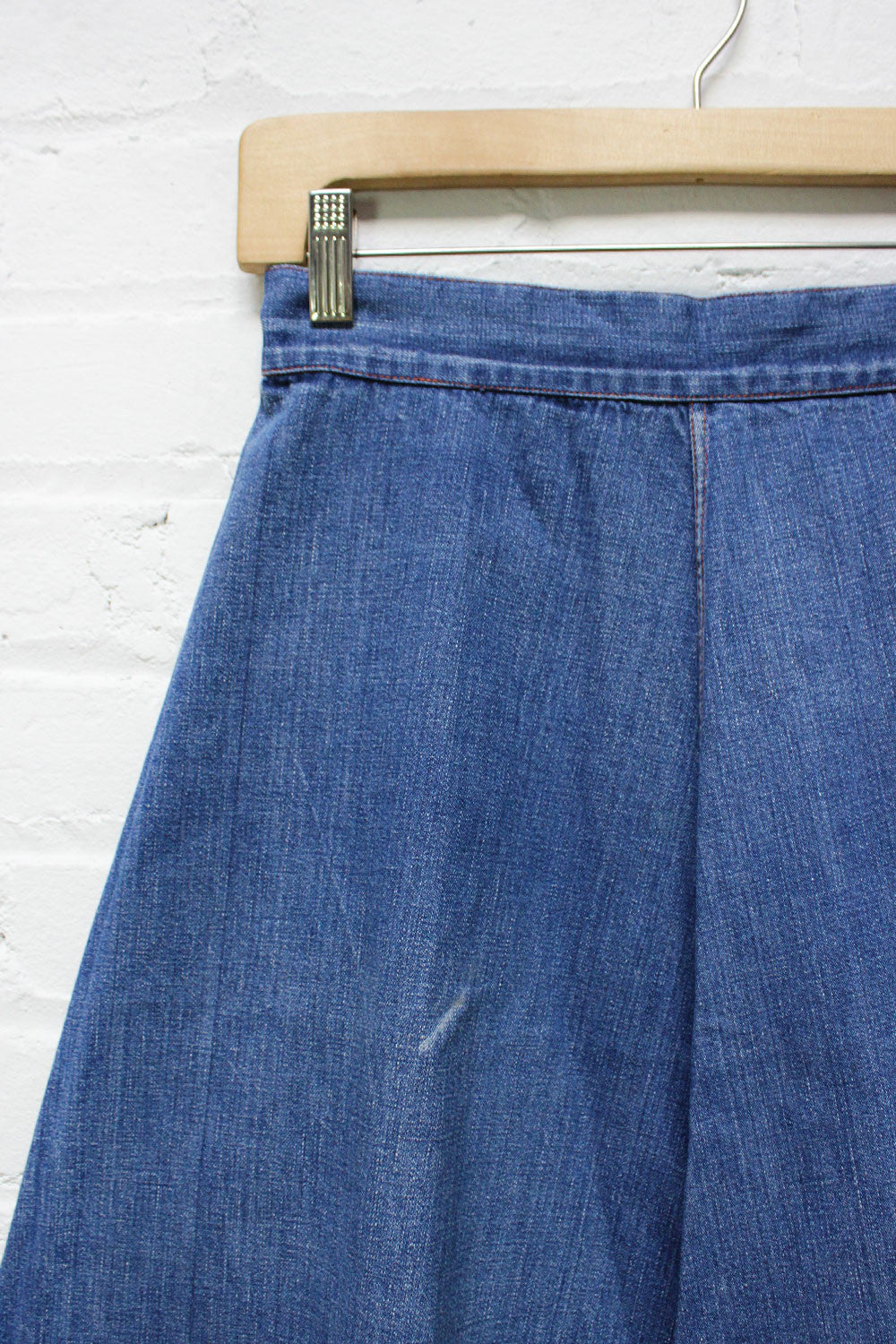 70s Denim Flare Skirt S