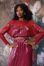 Zaira Merlot Sequined Silk Set XS-M