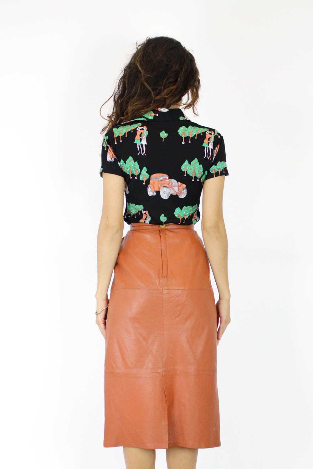 Rust Leather Pencil Skirt S/M