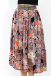 80s Dark Floral Pocket Skirt M/L