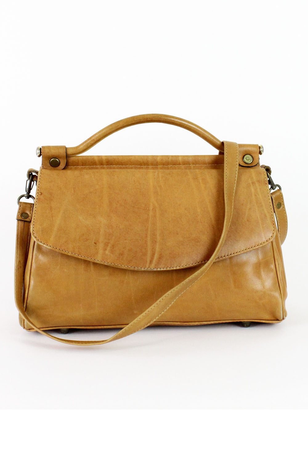 Boxy Leather Top Handle Satchel