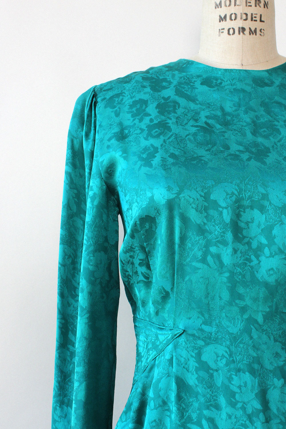 Teal Silk Damask Dress M