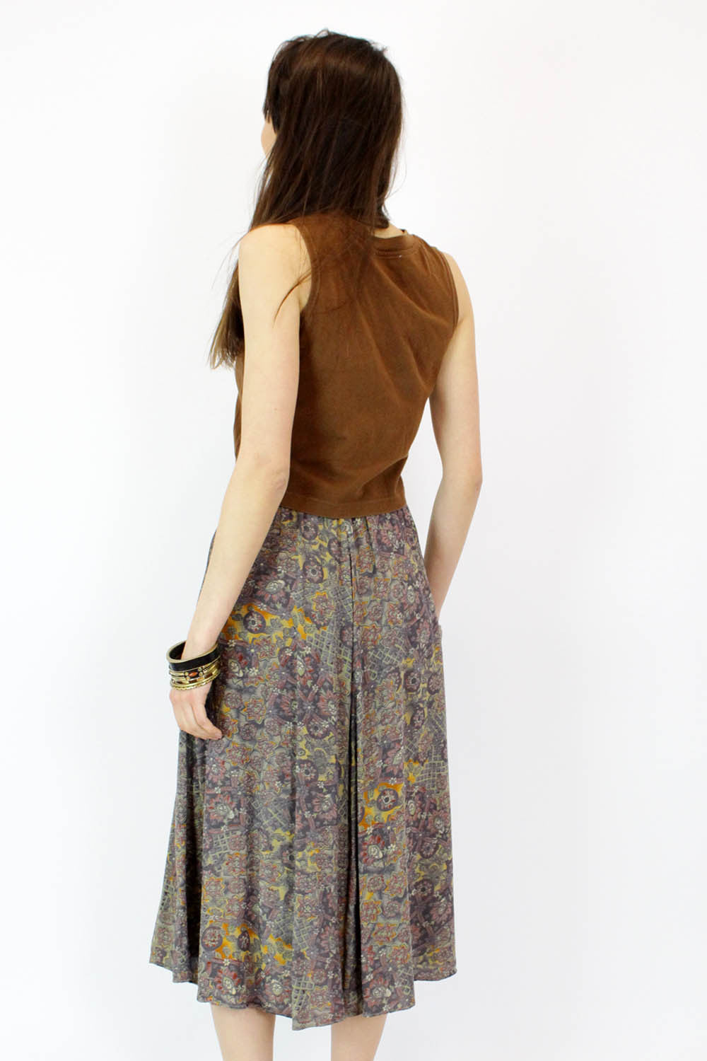 Sale / Dusty Amethyst Pattern Skirt M