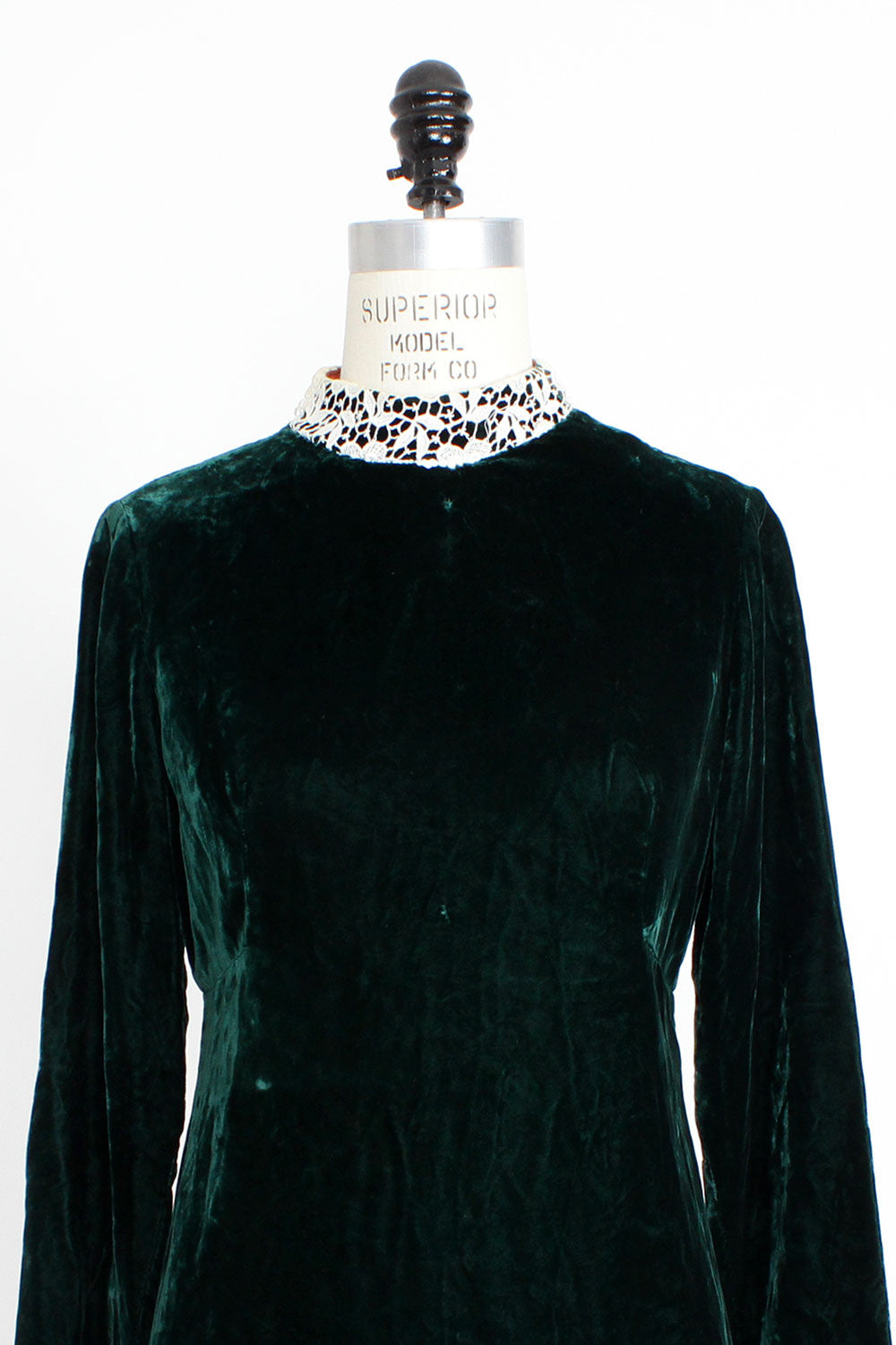 Green 60s Silk Velvet Mini Dress S